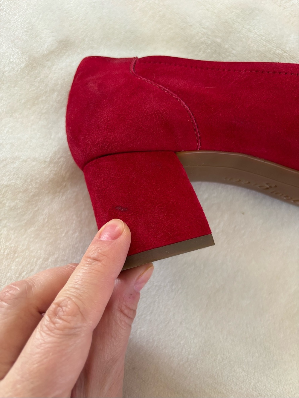 Paul Green Red Suede Pointed Toe Block Heel Pumps Size 7.5/EU 38Low Heel Classic - Picture 5 of 9
